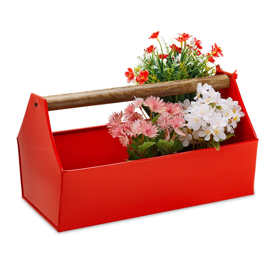 relaxdays-blumenkasten-mit-holzgriff-eisen-36-x-20-cm-rot image 1