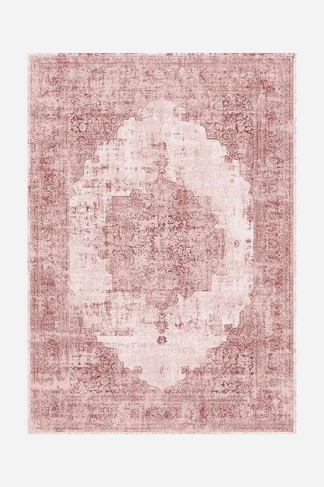 teppana-helia-granat-teppich-waschbarer-boho-perser-creme image 1