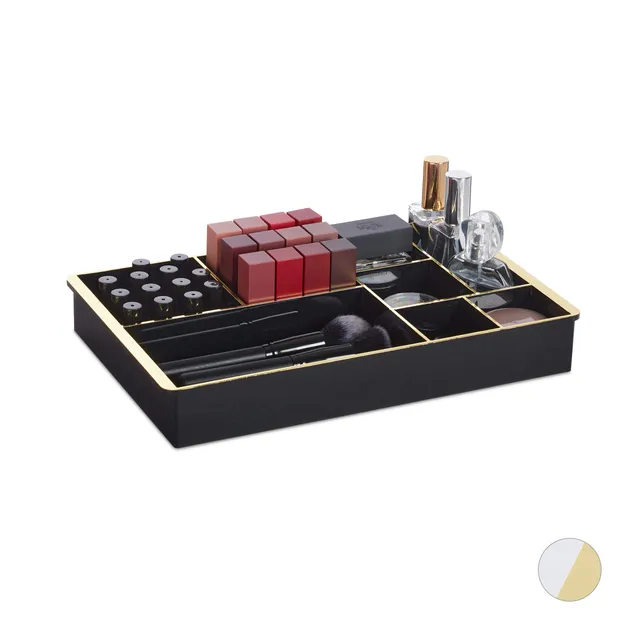 relaxdays-schubladen-organizer-kosmetik-8-f-cher-schwarz-gold image 1
