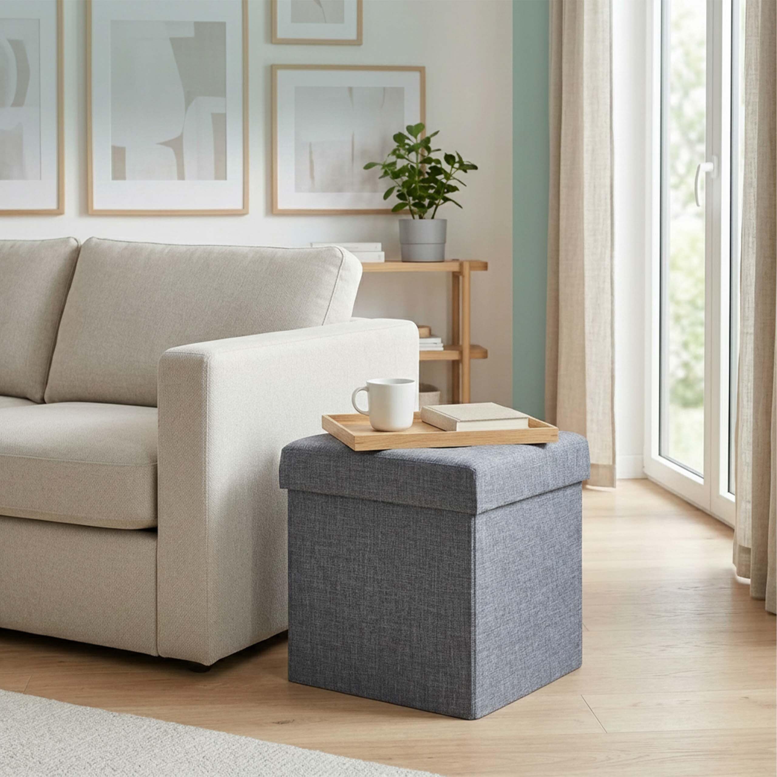 relaxdays-sitzhocker-mit-stauraum-faltbar-gepolstert-grau image 2