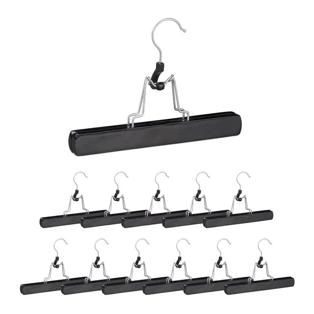 relaxdays-hosenspanner-holz-12er-set-klemmb-gel-schwarz image 1