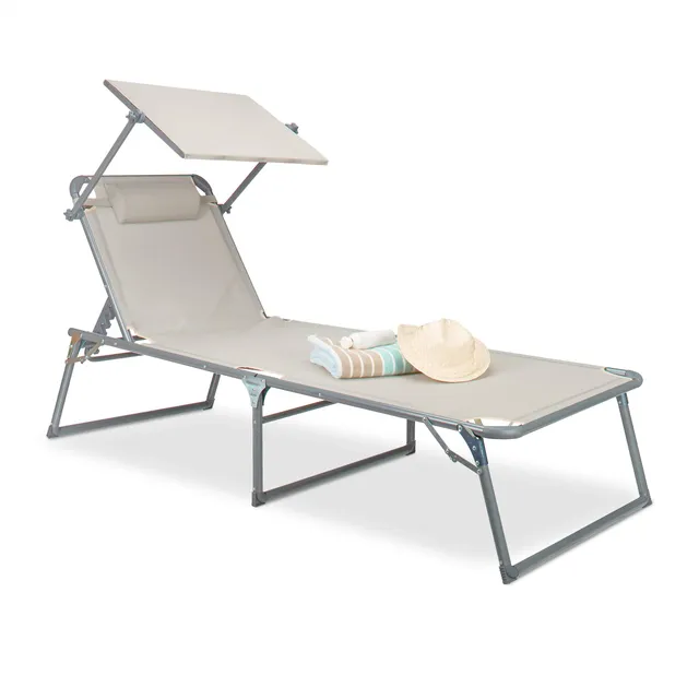 relaxdays-gartenliege-klappbar-mit-dach-37x70x200-cm-beige-textilene image 1