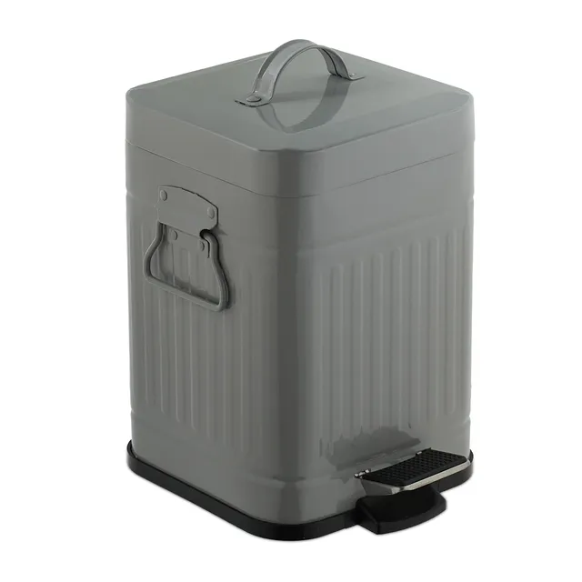 relaxdays-kosmetikeimer-5-liter-treteimer-eckig-mit-soft-close-hellgrau image 1