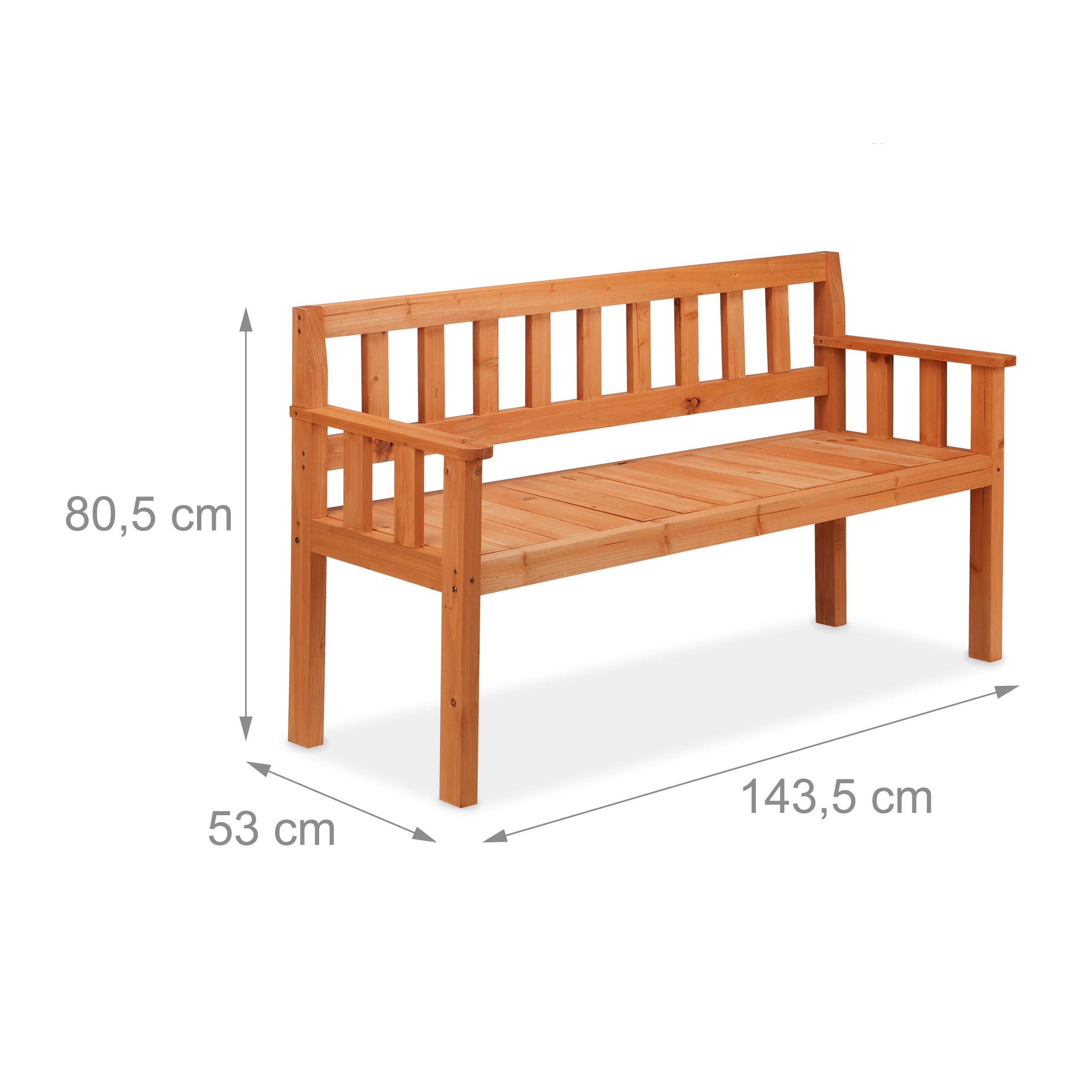 relaxdays-gartenbank-3-sitzer-tannenholz-orange-143-5-cm image 3