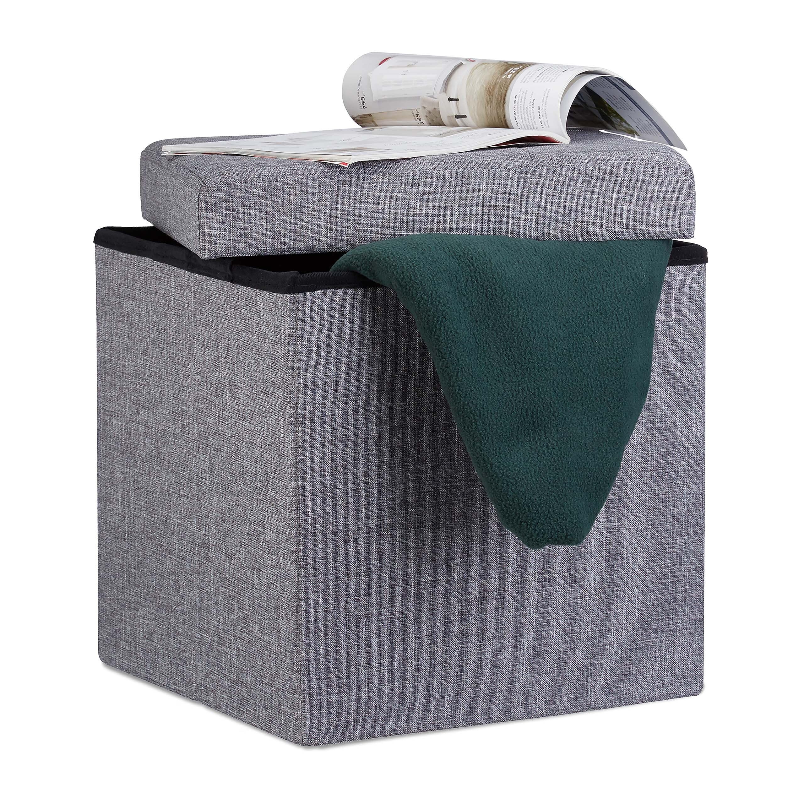 relaxdays-sitzhocker-faltbar-38-x-38-x-38-cm-dunkelgrau-300-kg image 1