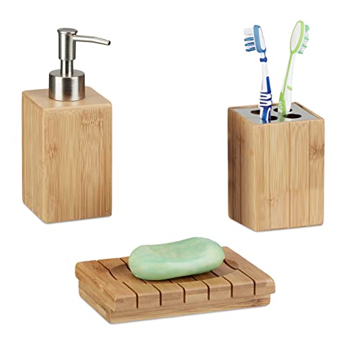 relaxdays-badaccessoires-bambus-3-teilig-seifenspender-seifenschale-zahnb-rstenh image 8