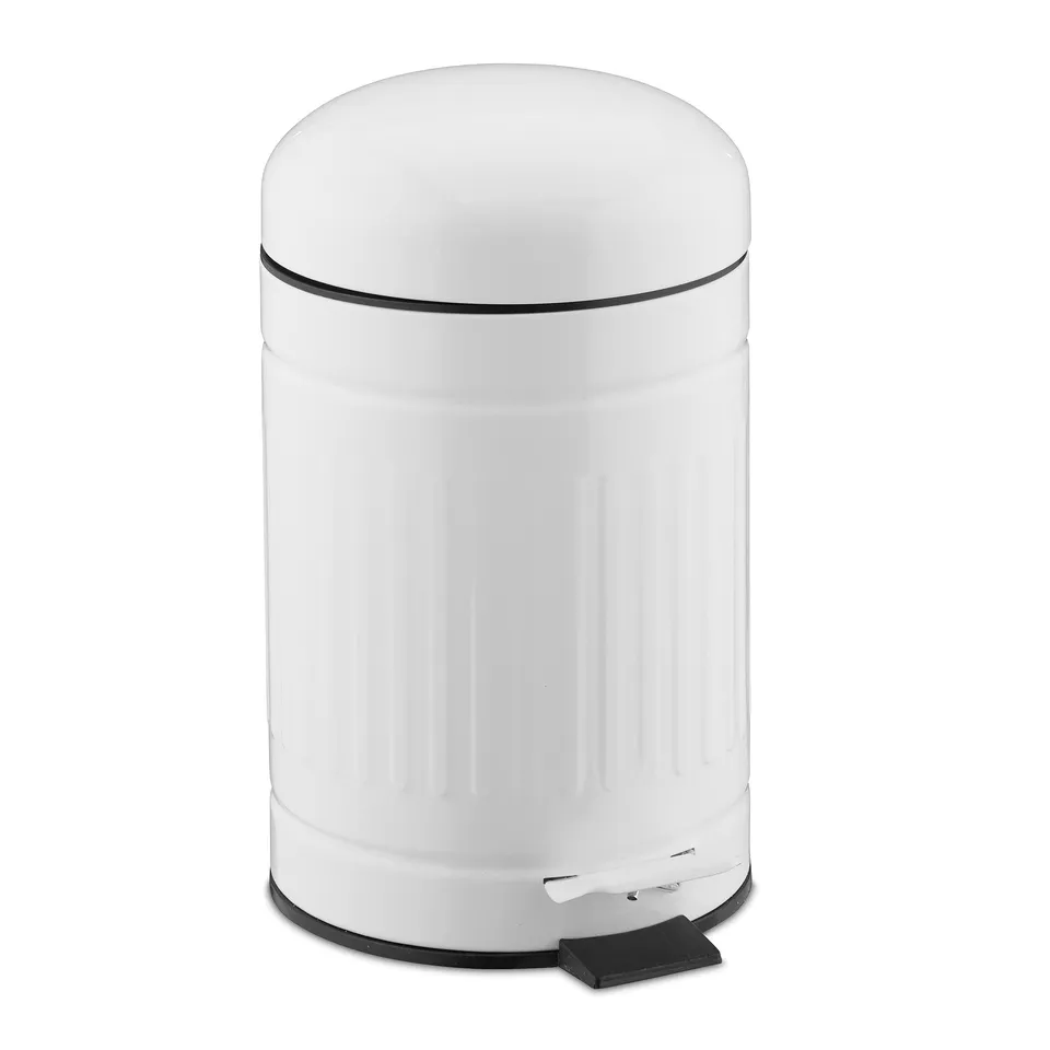 relaxdays-treteimer-3-liter-mit-absenkautomatik-metall-wei image 1