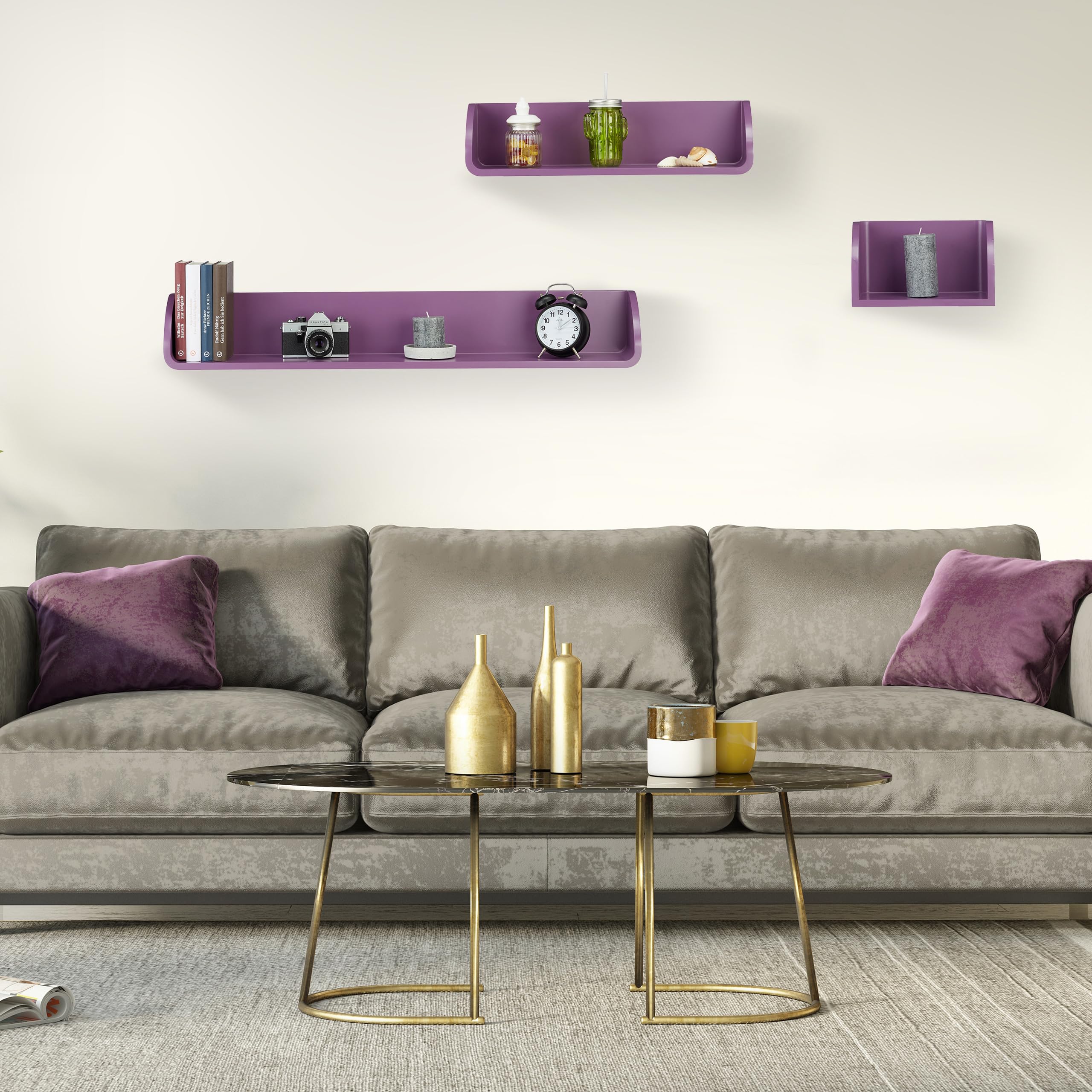relaxdays-wandregal-3er-set-eckig-17cm-tiefe-h-ngeregal-mdf-violett image 2