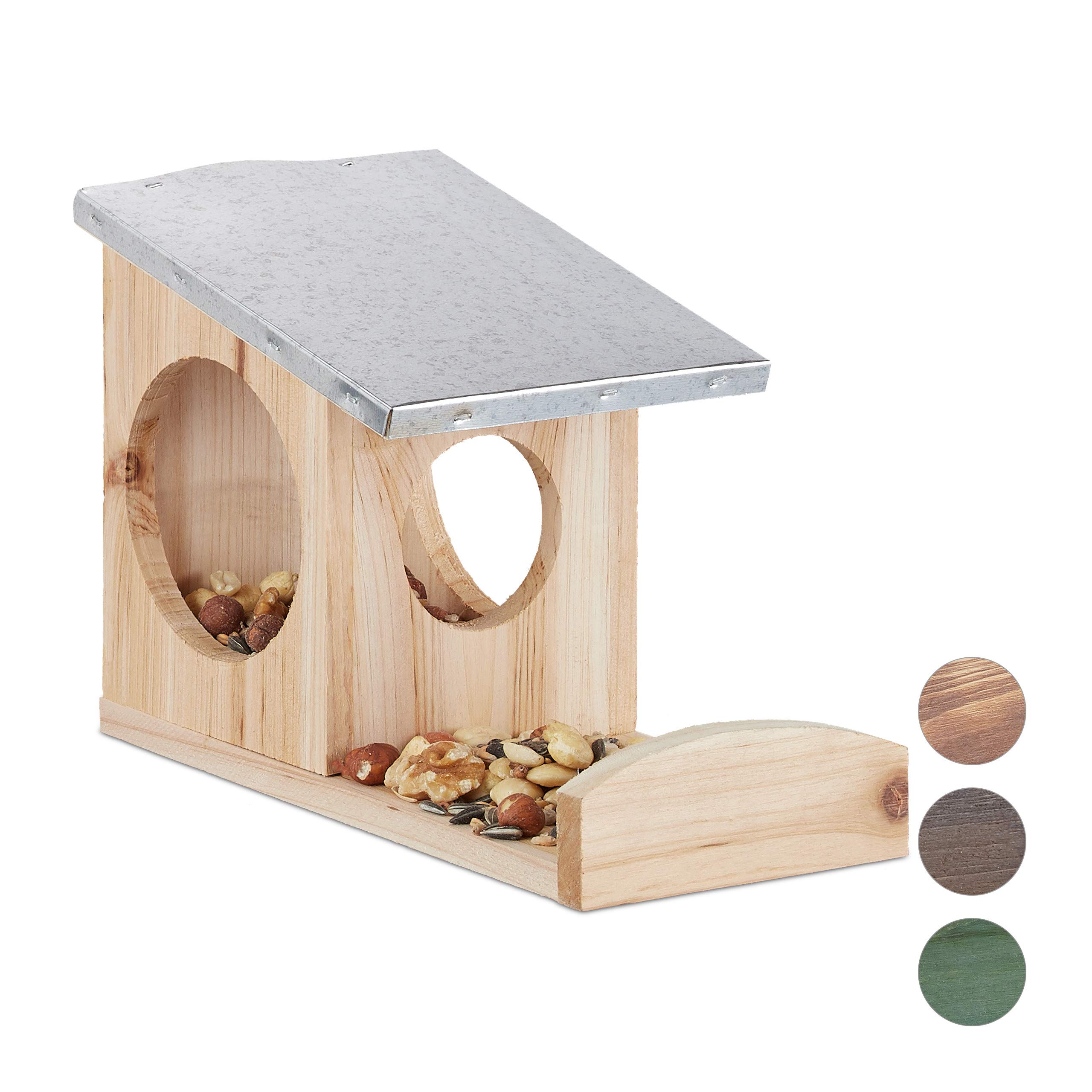 relaxdays-eichh-rnchen-futterhaus-natur-kobel-aus-holz-mit-metalldach image 1