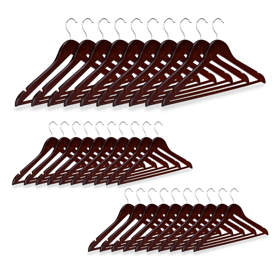 relaxdays-kleiderb-gel-holz-30er-set-braun-mit-hosenstange-und-360-drehbaren-hak image 1
