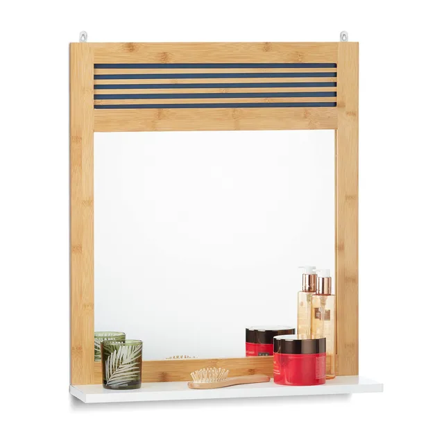 relaxdays-badspiegel-bambus-mit-ablage-wei-61-x-53-x-15-cm image 1
