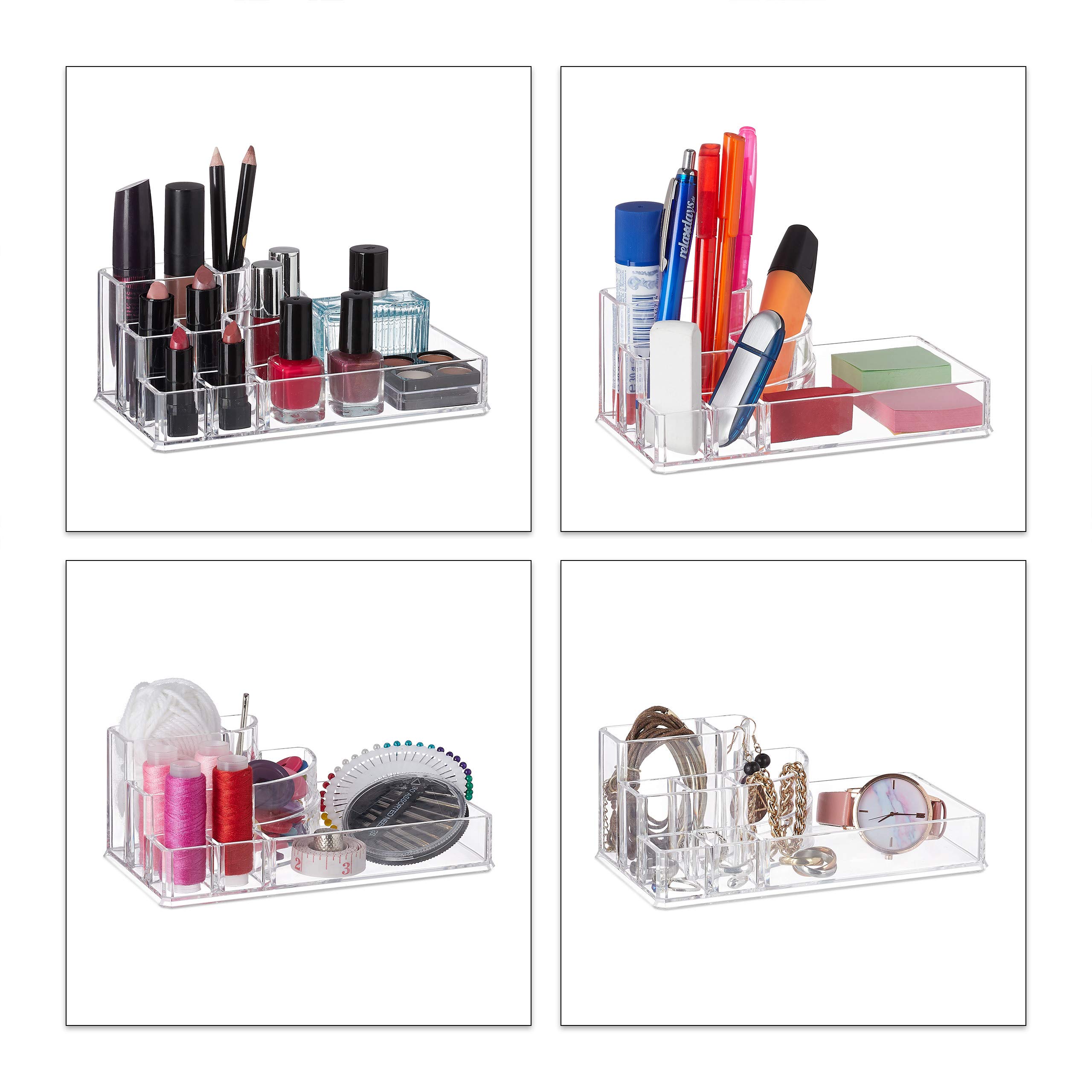 relaxdays-kosmetik-organizer-acryl-8-f-cher-make-up-aufbewahrung-transparent image 3