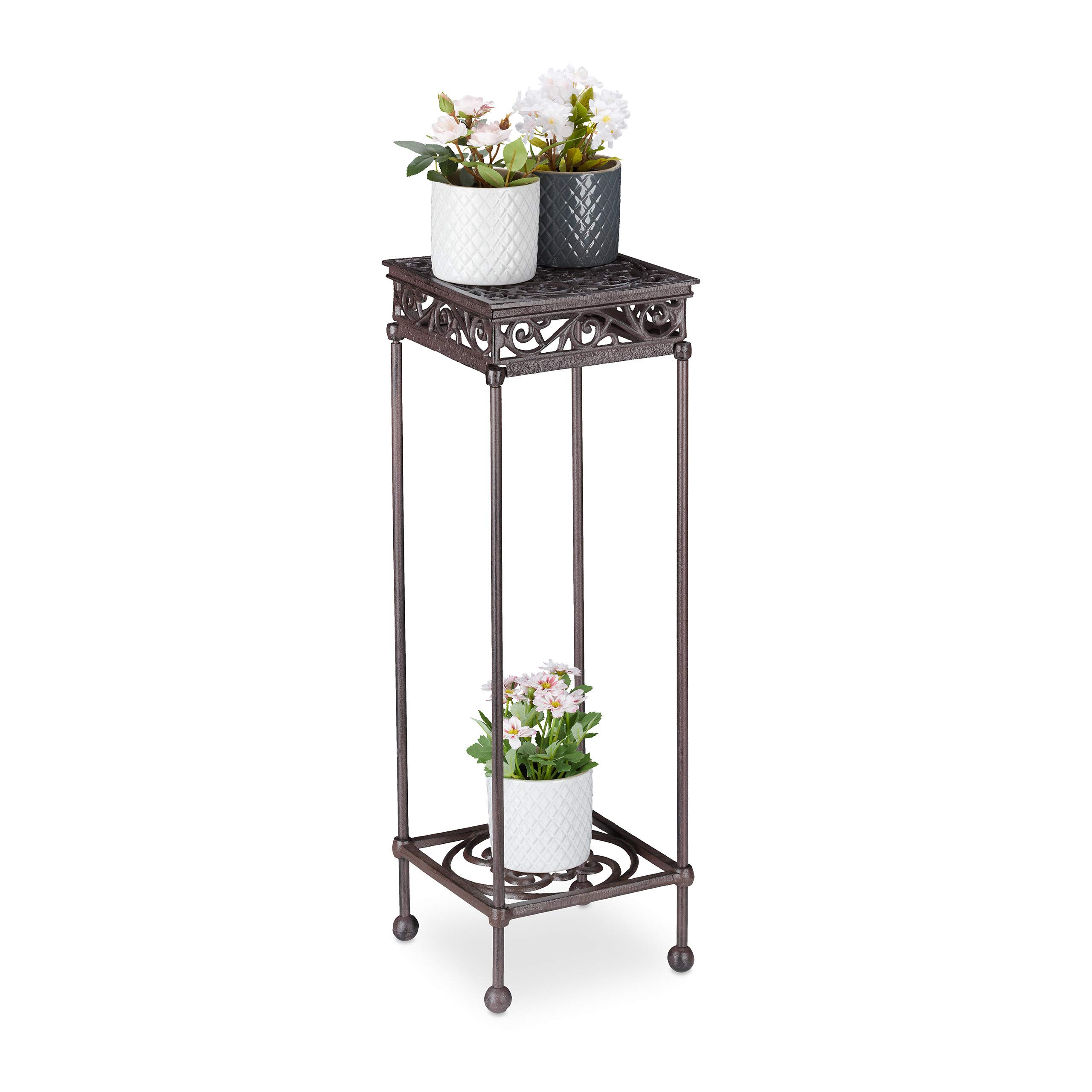 relaxdays-blumenhocker-gusseisen-73x24x24-cm-braun image 1