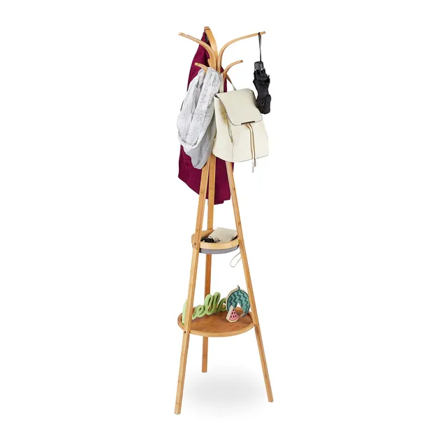 relaxdays-garderobenst-nder-bambus-baum-design-natur-178-cm image 1