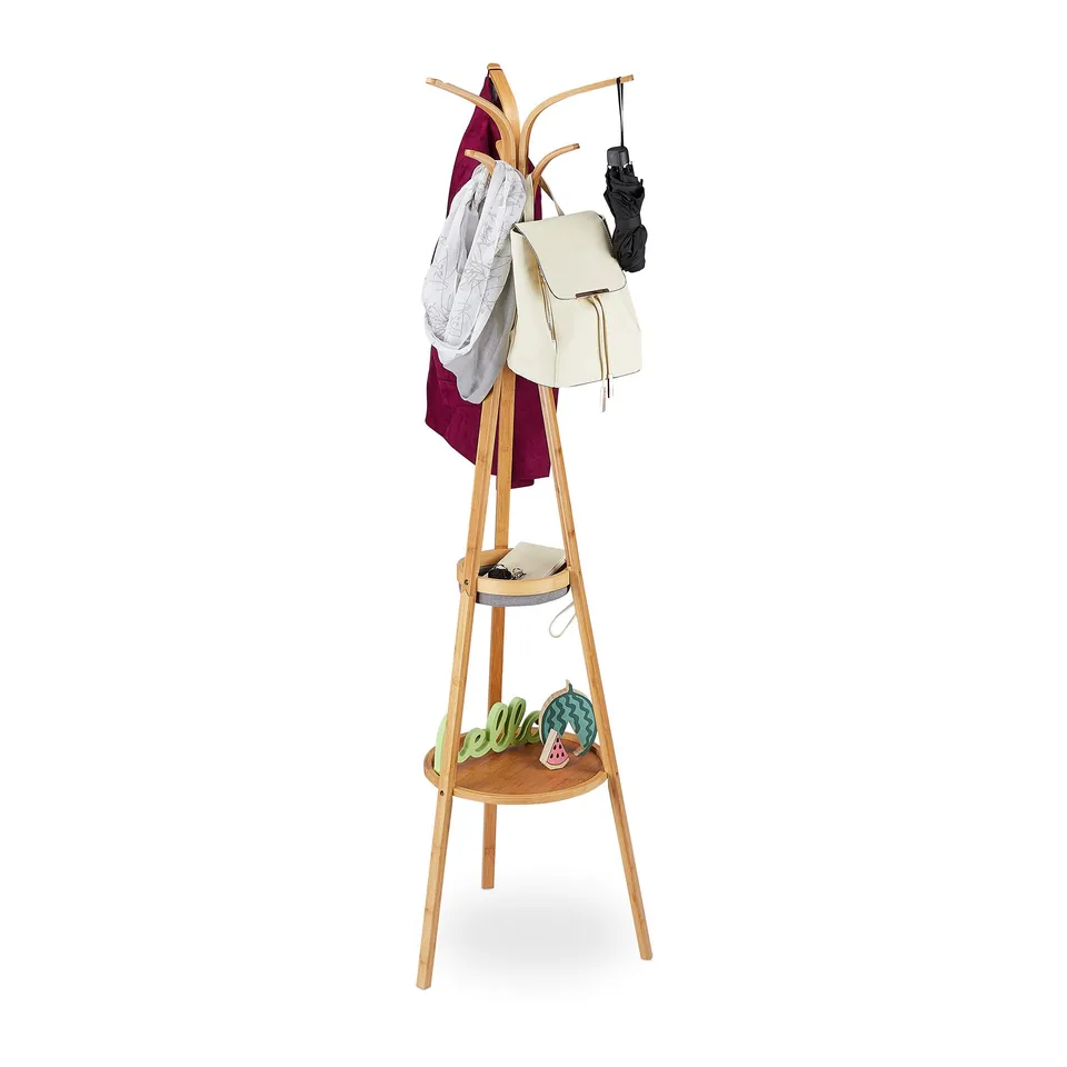 relaxdays-garderobenst-nder-bambus-baum-design-natur-178-cm image 1