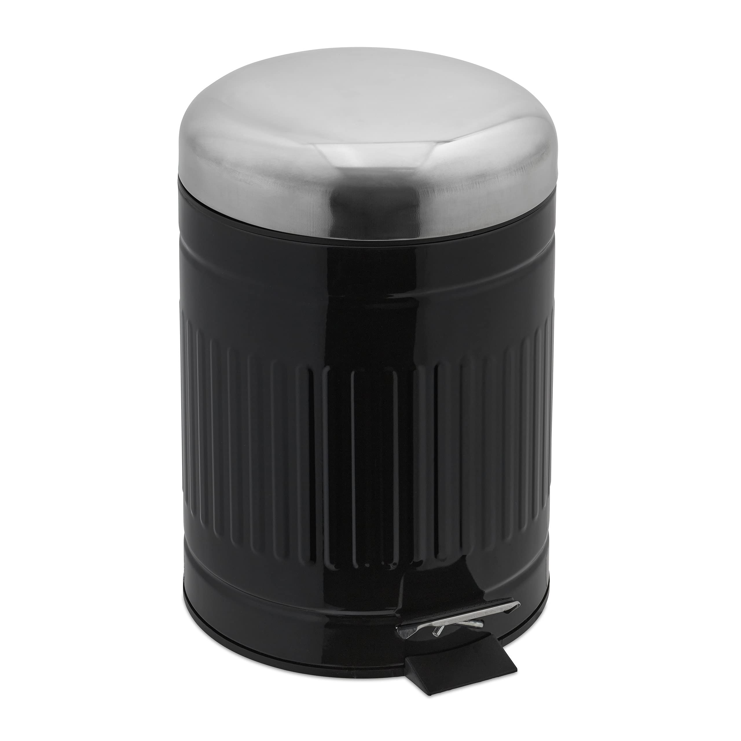 relaxdays-kosmetikeimer-5-liter-treteimer-schwarz-metall-30-x-20-5-x-25-cm image 1
