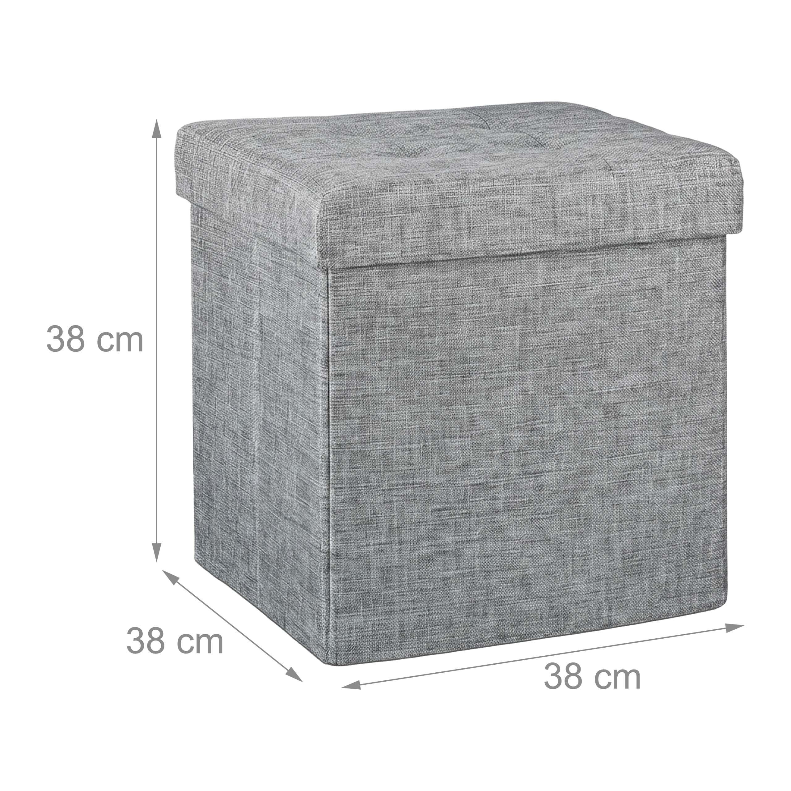 relaxdays-sitzhocker-faltbar-38x38x38-cm-grau-sitzcube-leinen-40l image 3