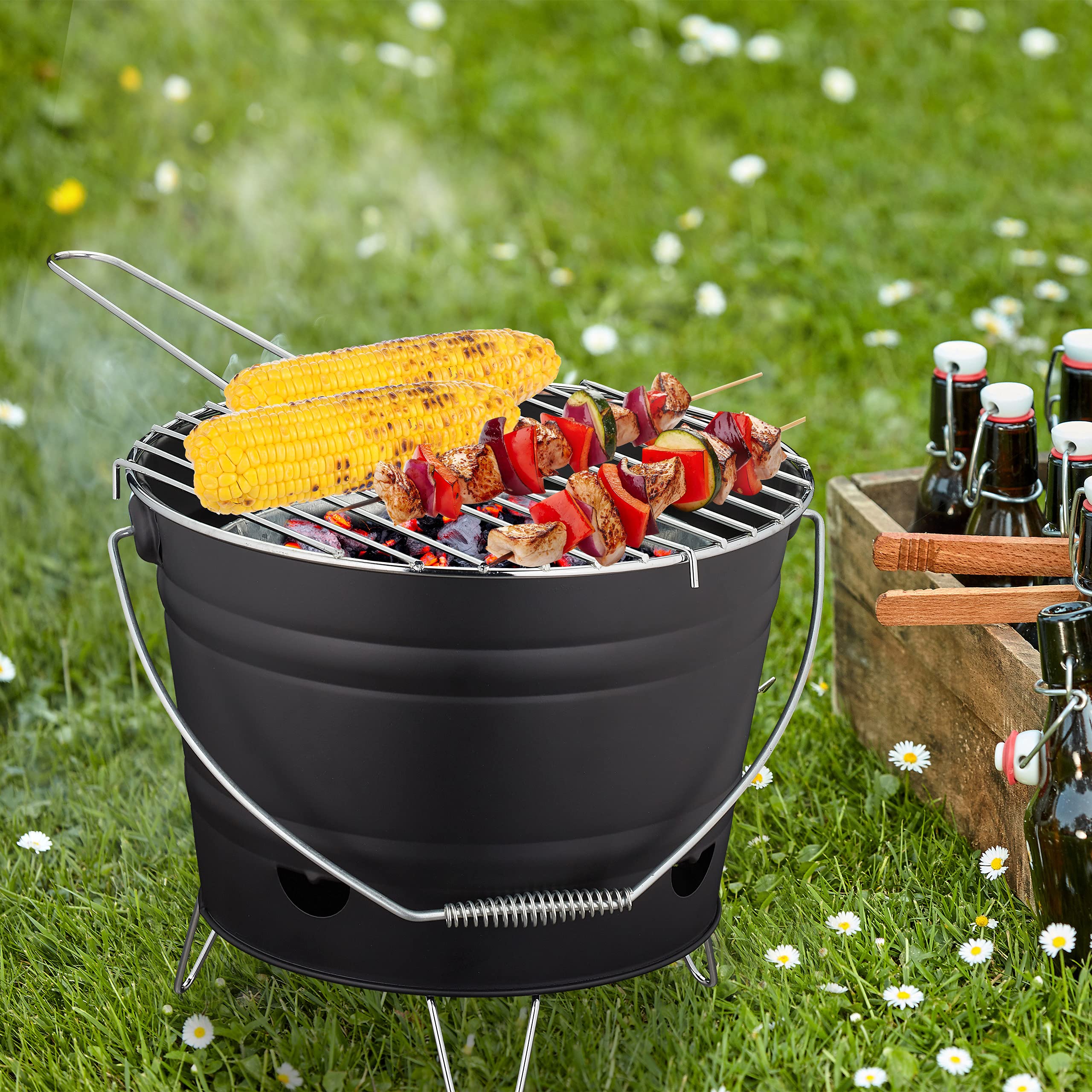 relaxdays-grilleimer-holzkohlegrill-tragbar-mit-rost-26-5-cm-f-r-balkon-camping- image 2