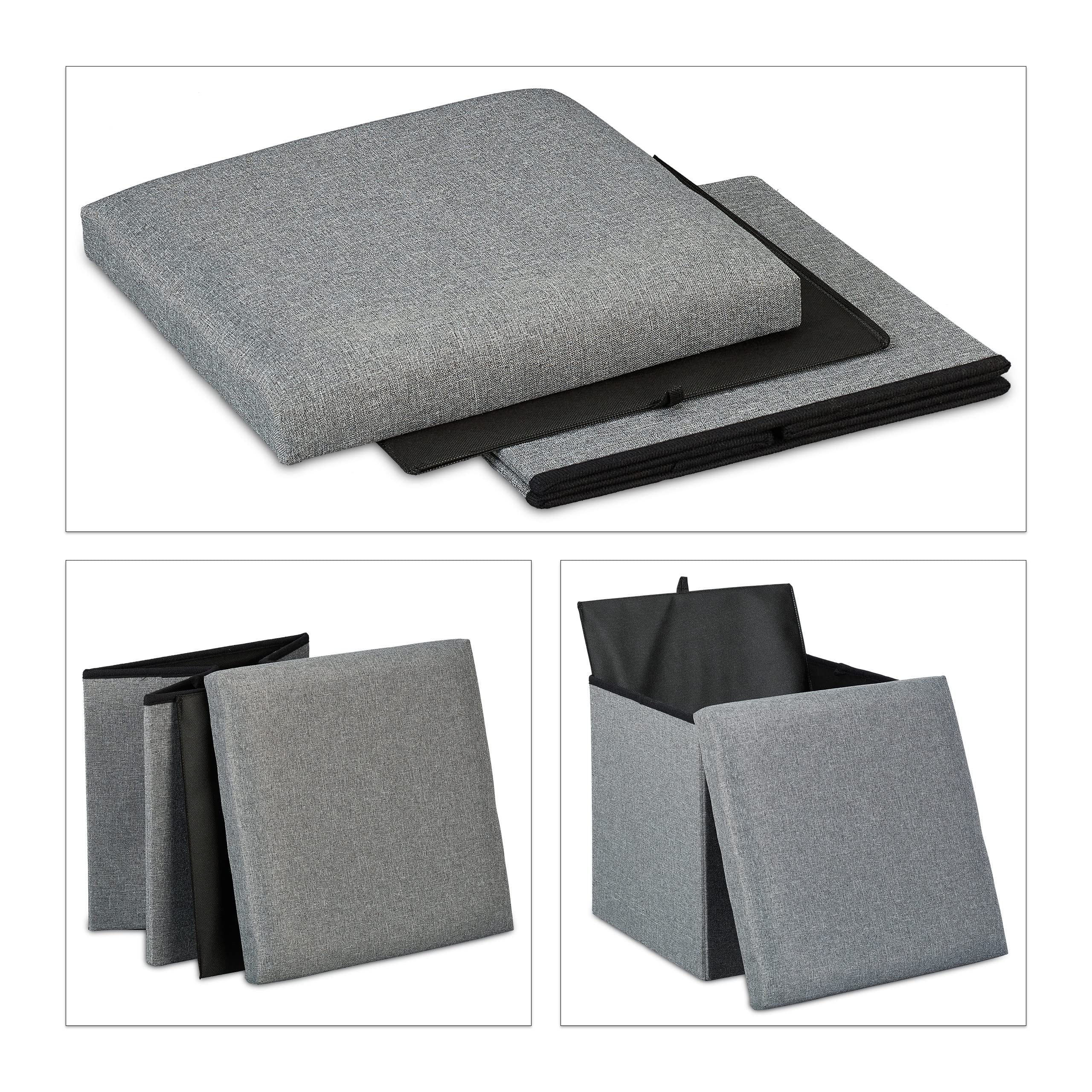 relaxdays-sitzhocker-eckig-37-x-37-5-x-37-5-cm-mit-stauraum-faltbar-grau image 6