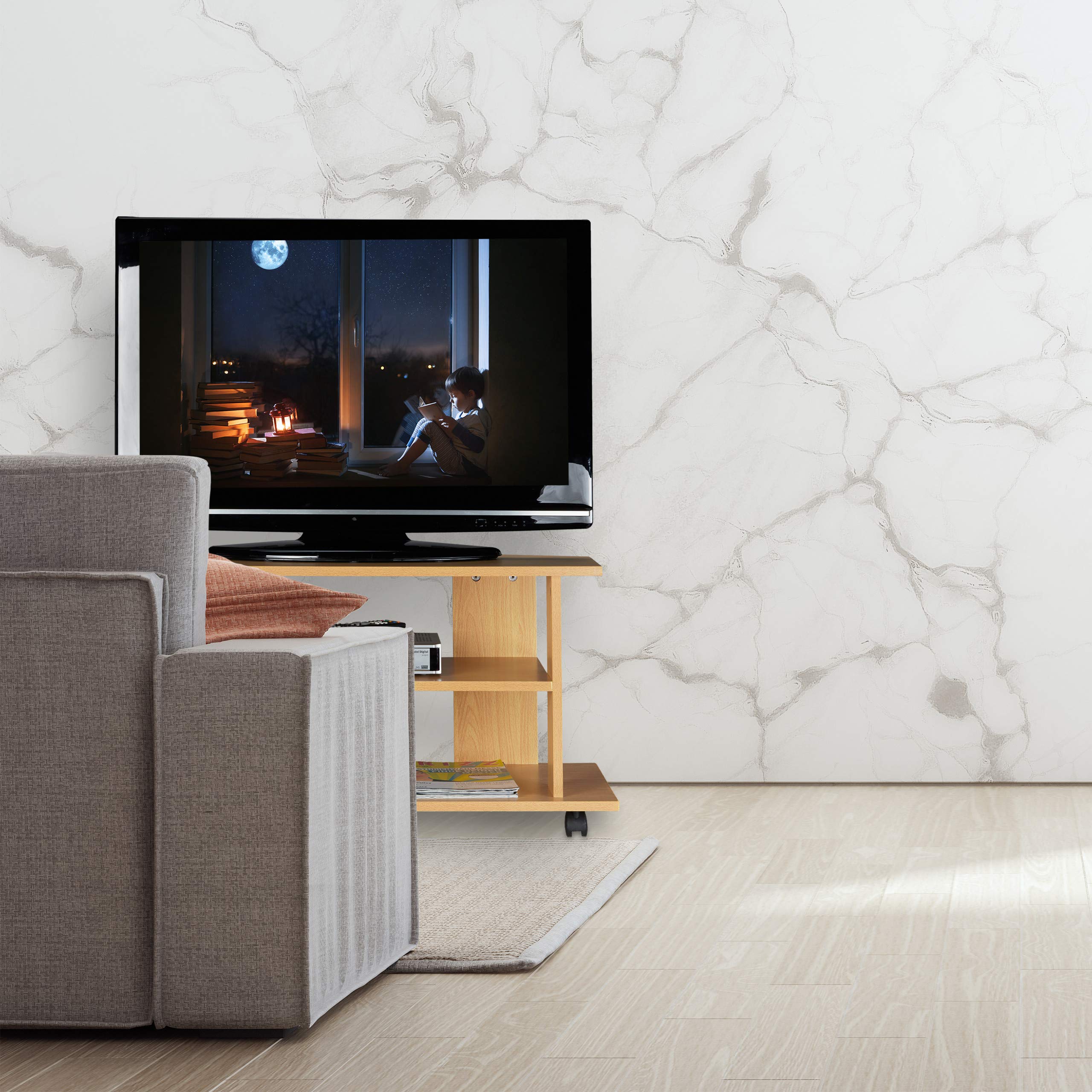 relaxdays-tv-board-mit-rollen-2-f-cher-45-x-80-x-40-cm-natur-holzoptik image 5
