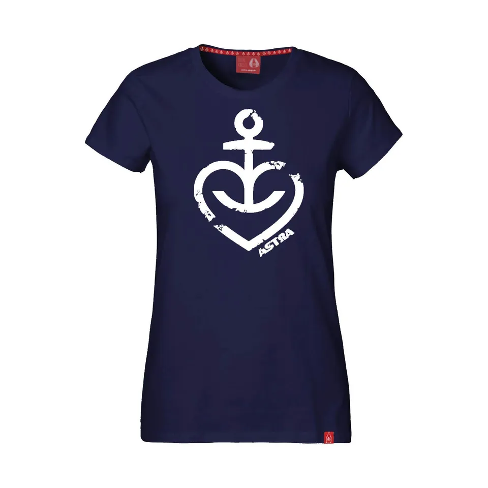 astra-damen-t-shirt-herzanker-wei-navy-blau-bier-print-shirt-gr-e-l image 1