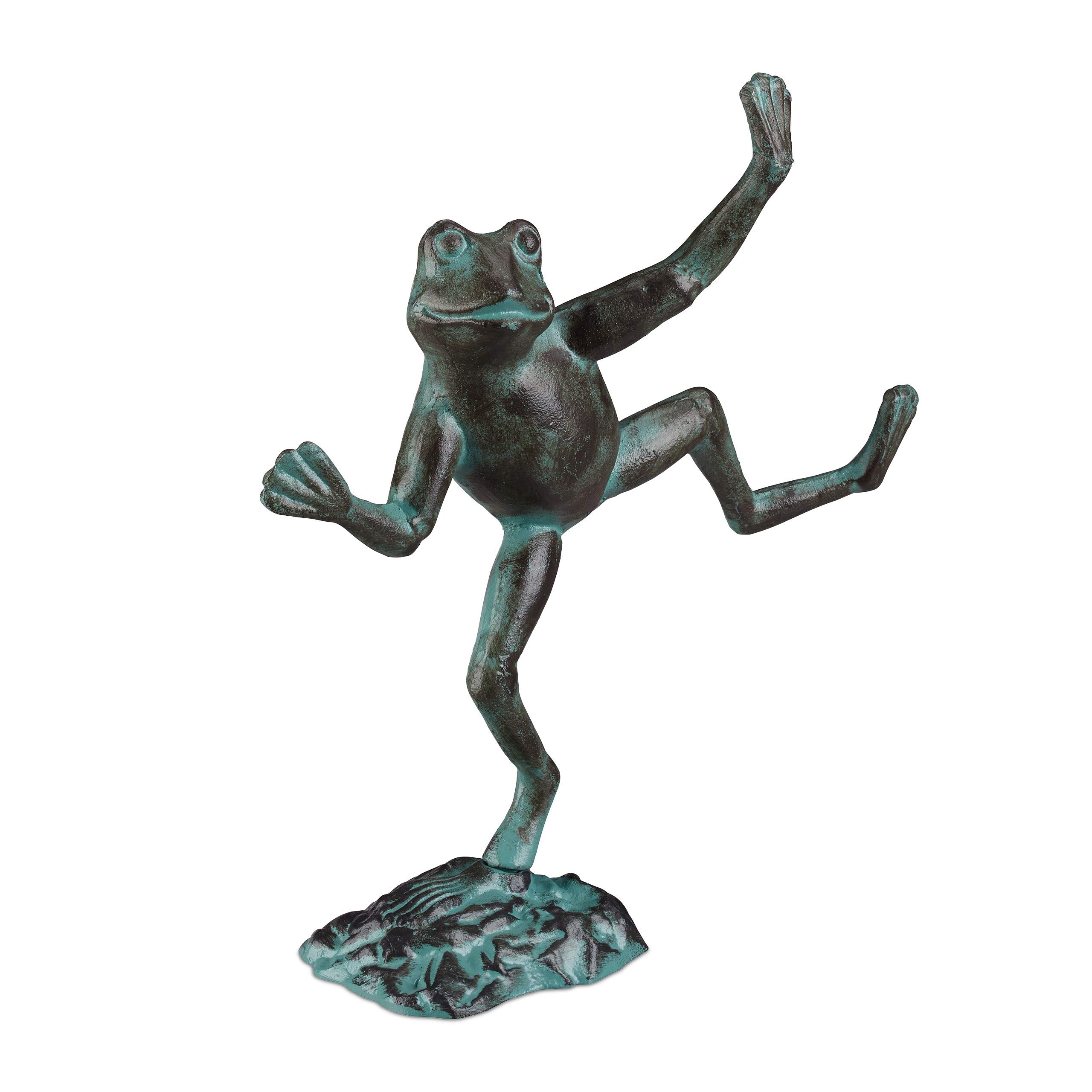 relaxdays-gartenfigur-frosch-gr-e-l-aus-gusseisen-gr-n image 1