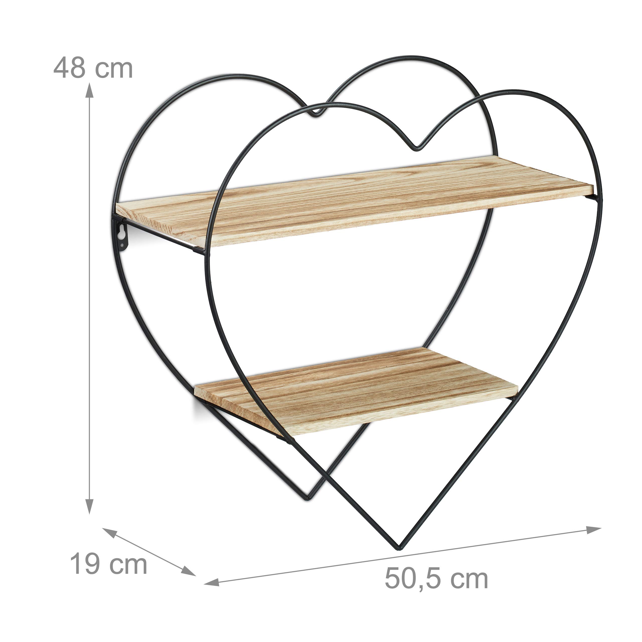 relaxdays-herzregal-mit-2-ablagen-metall-holz-48x50-5x19-cm-natur image 3