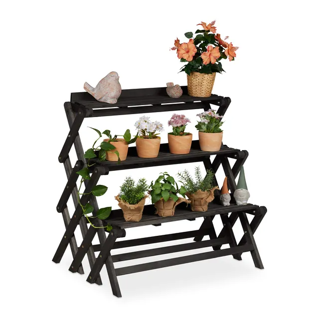 relaxdays-blumentreppe-3-ebenen-holz-85-5-x-90-x-55-cm-schwarz image 1