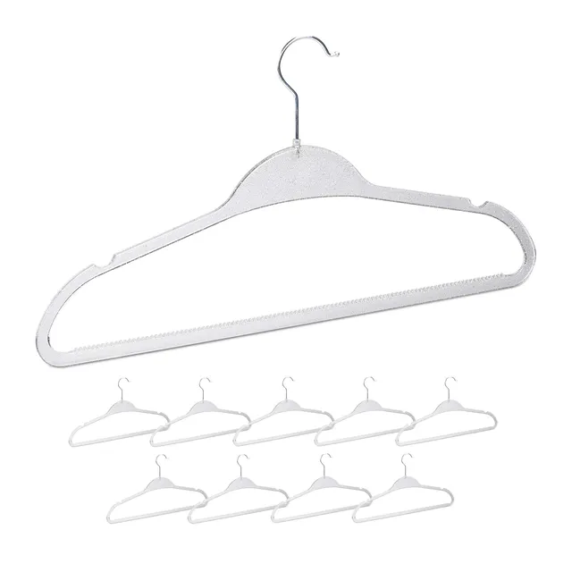 relaxdays-kleiderb-gel-10er-set-glitzer-silber-transparent-mit-hosensteg image 1
