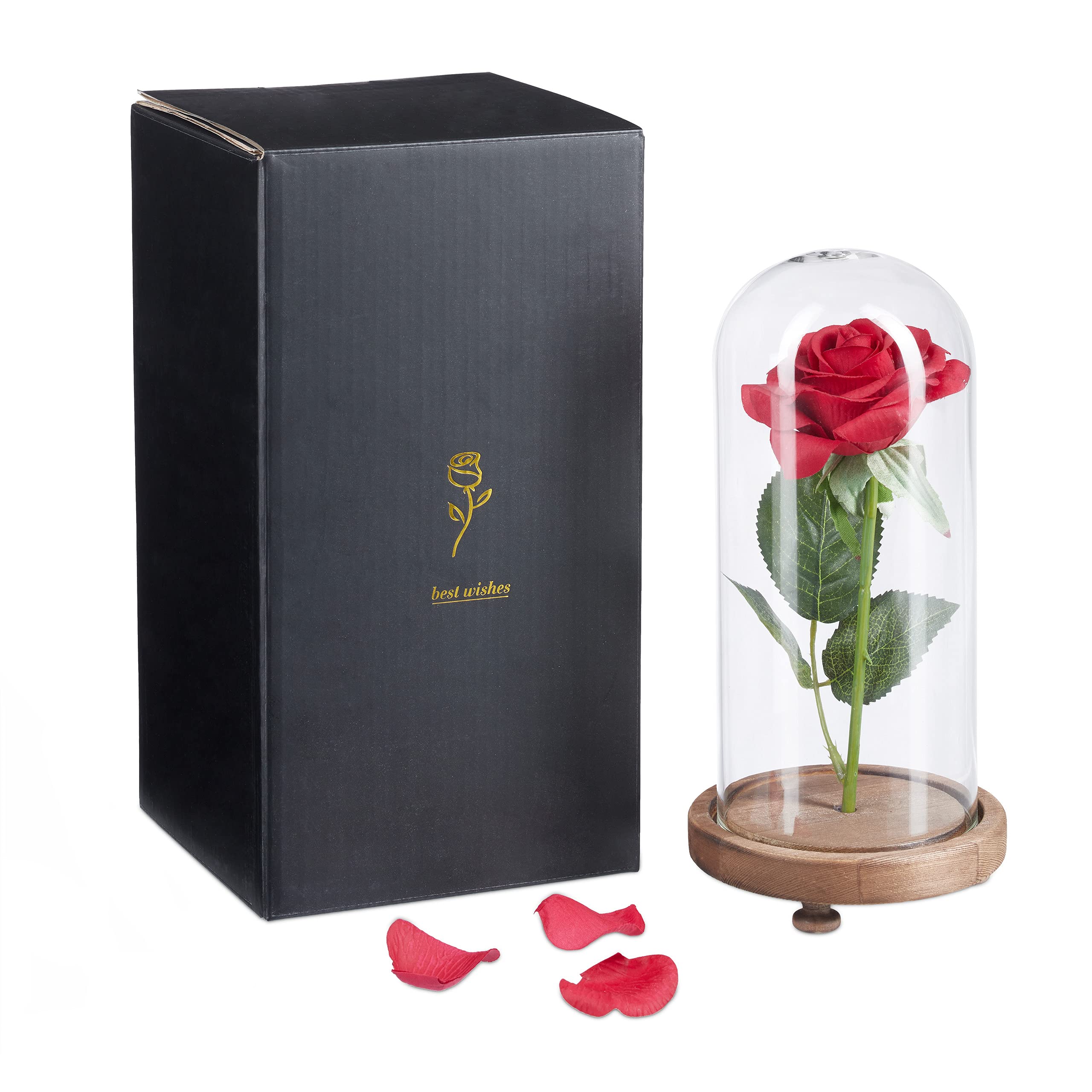 relaxdays-ewige-rose-im-glas-kunstrose-rot-auf-holzsockel-mit-geschenkbox image 6