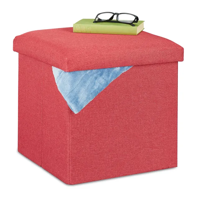 relaxdays-sitzhocker-mit-stauraum-faltbar-37-x-37-5-x-37-5-cm-stoff-rot image 1
