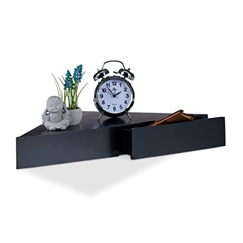relaxdays-eck-wandregal-dreieckig-mit-2-schubladen-60x30-cm-schwarz image 5
