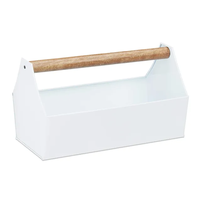 relaxdays-blumenkasten-werkzeugkasten-eisen-wei-20-x-36-x-20-cm image 1