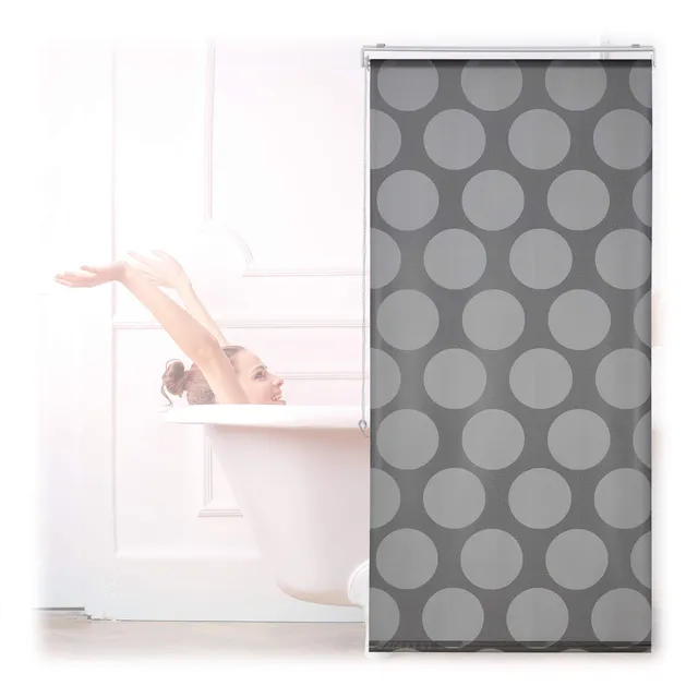 relaxdays-duschrollo-80x240-cm-seilzug-grau-punkte image 1