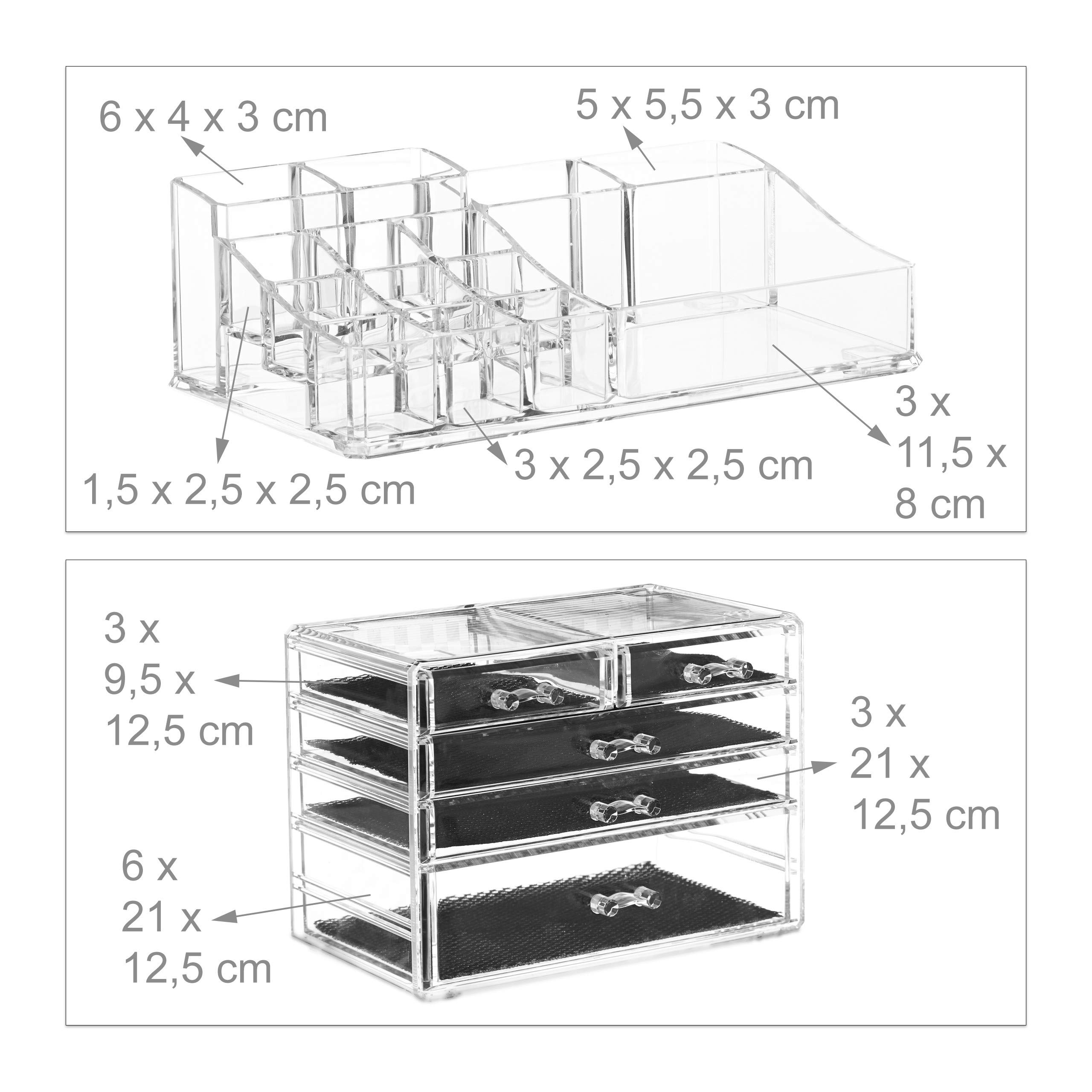relaxdays-make-up-organizer-transparent-mit-5-schubladen-2-teilig image 5