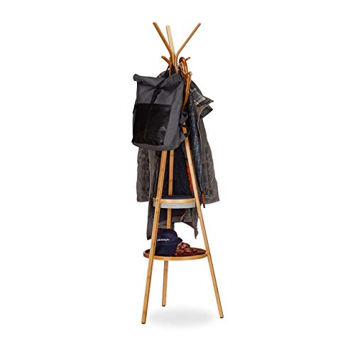 relaxdays-garderobe-bambus-mit-ablage-natur-kleiderst-nder-171-cm image 8