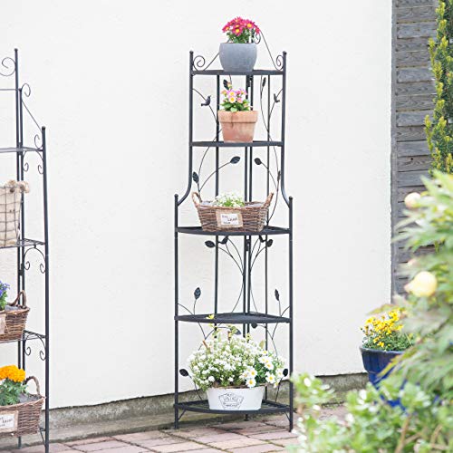 relaxdays-pflanzentreppe-ecke-goth-metall-5-ablagen-pflanzenregal-schwarz image 7