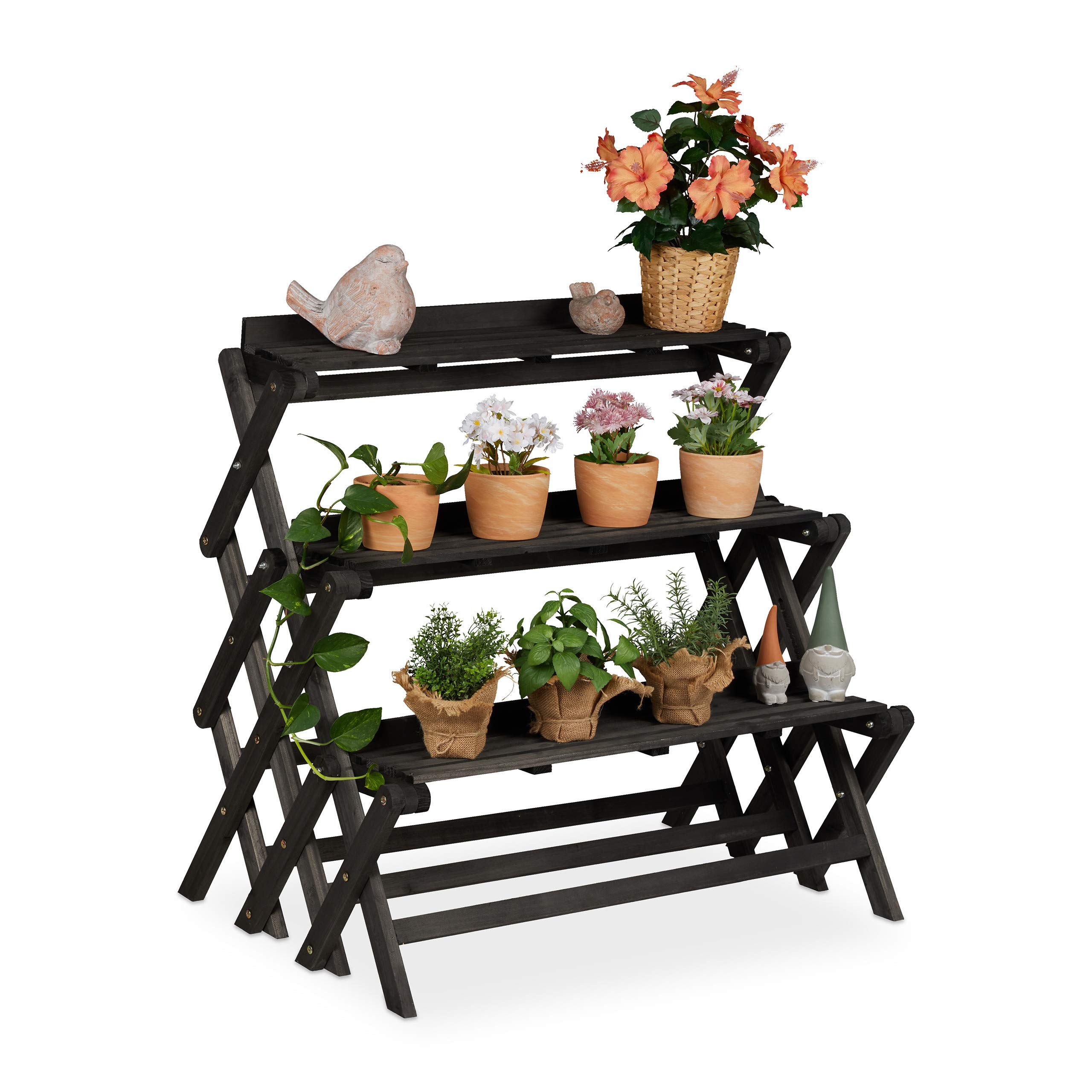 relaxdays-blumentreppe-3-ebenen-holz-85-5-x-90-x-55-cm-schwarz image 1