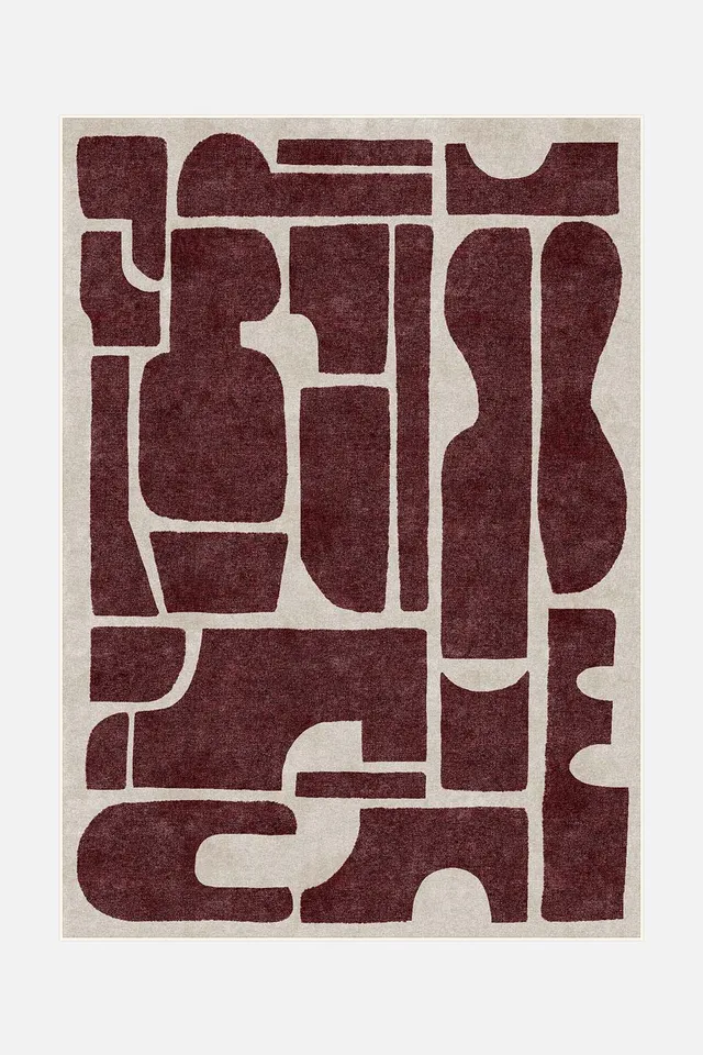 teppana-tilda-bordeauxrot-teppich-geometrisch-modern-waschbar image 1