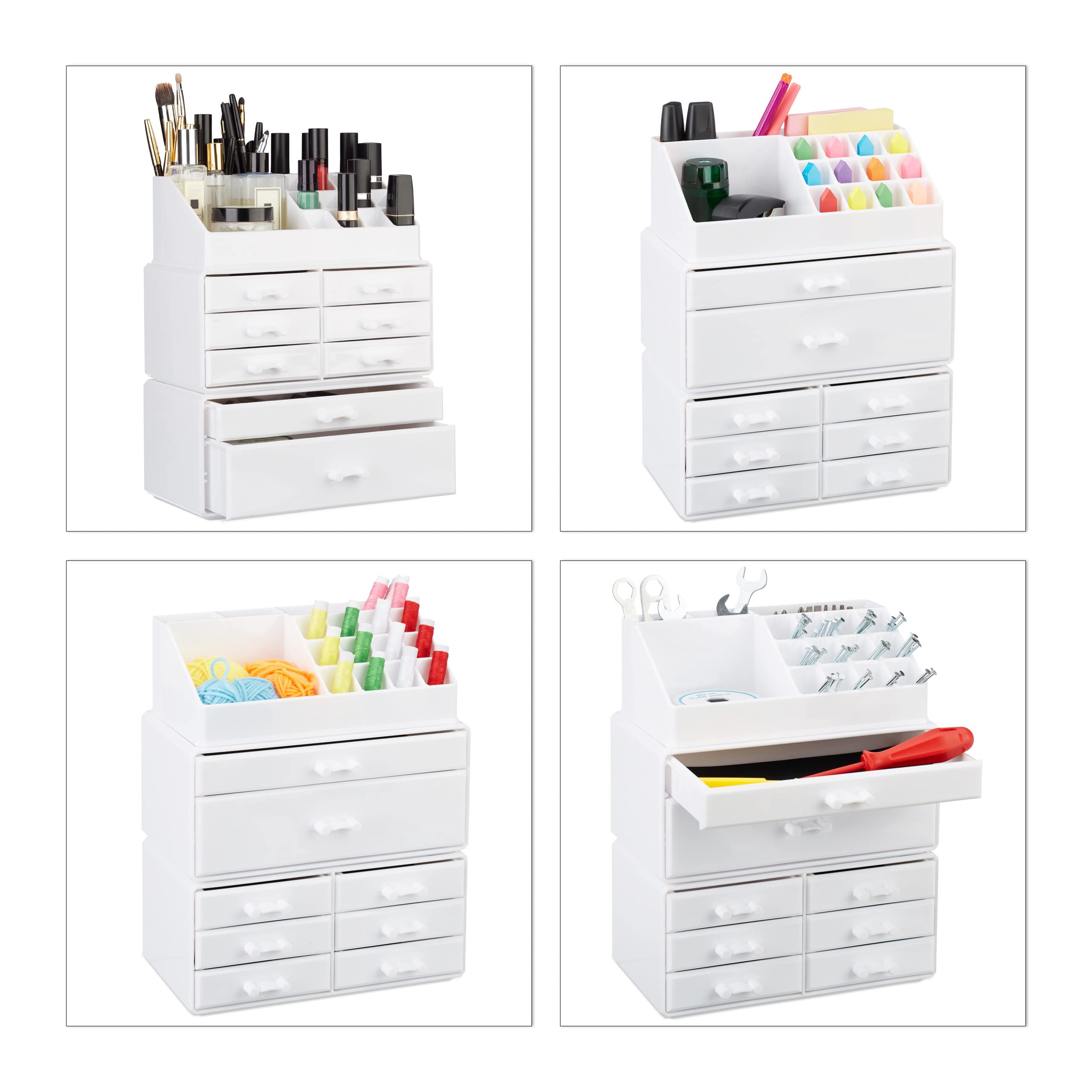relaxdays-make-up-organizer-stapelbar-mit-8-schubladen-kosmetikregal-30-x-24-x-1 image 3