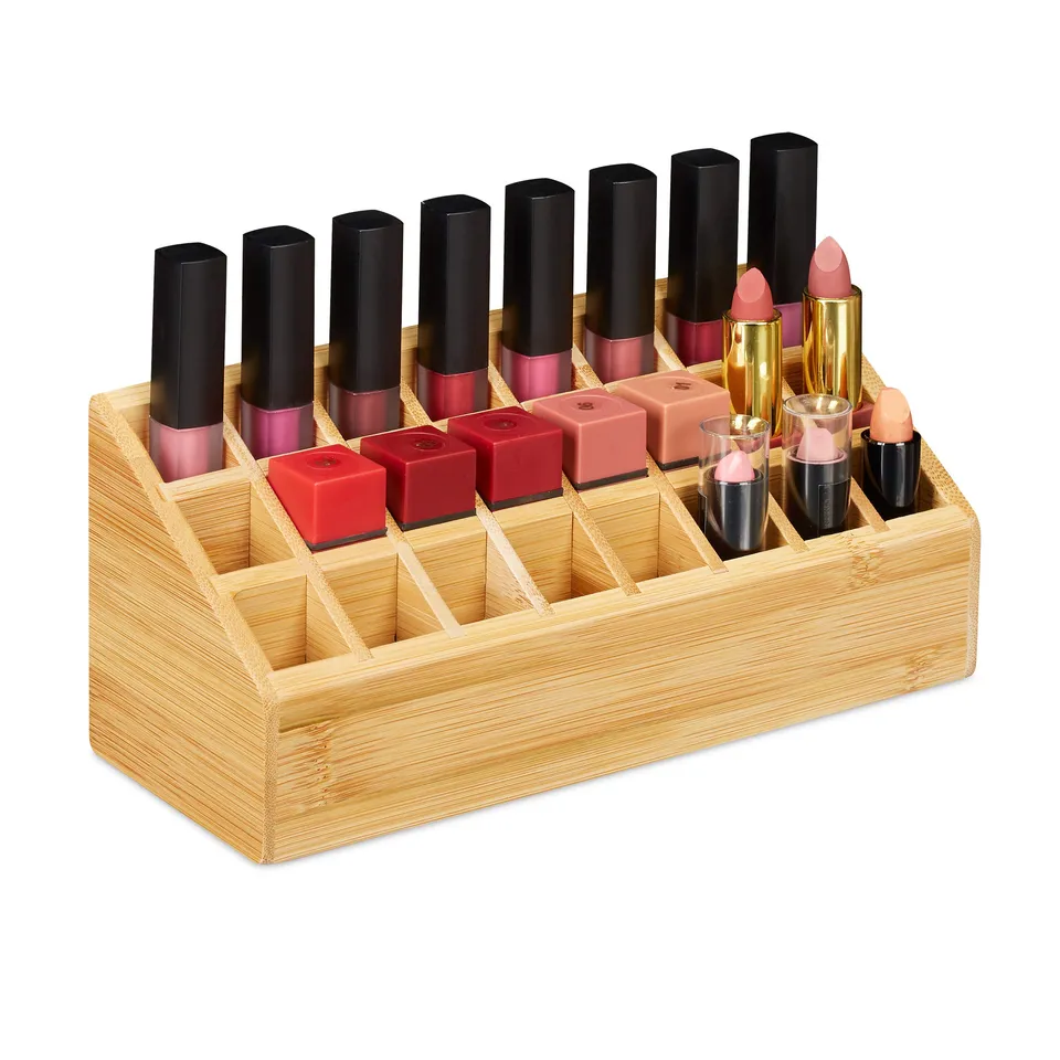 relaxdays-lippenstifthalter-aus-bambus-mit-24-f-chern-natur image 1