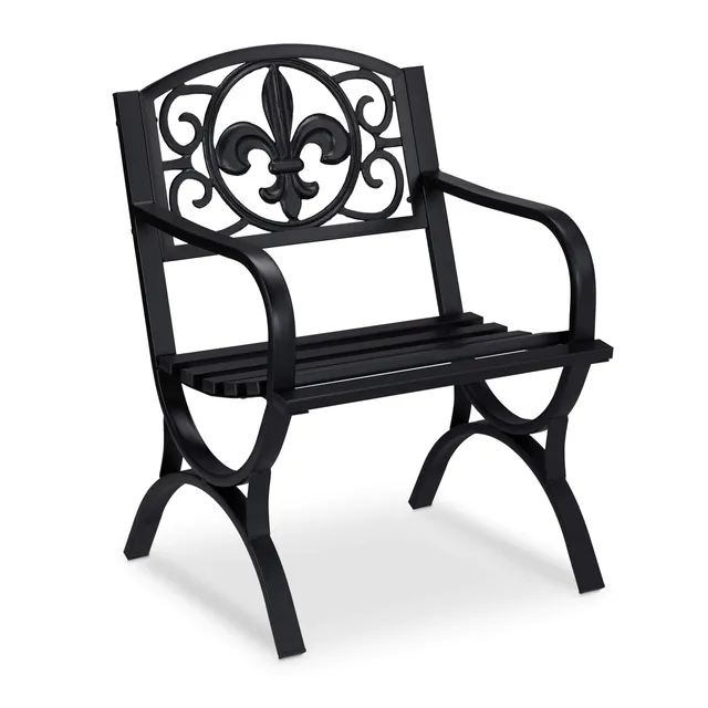 relaxdays-gartenstuhl-vintage-metall-mit-armlehnen-schwarz image 1