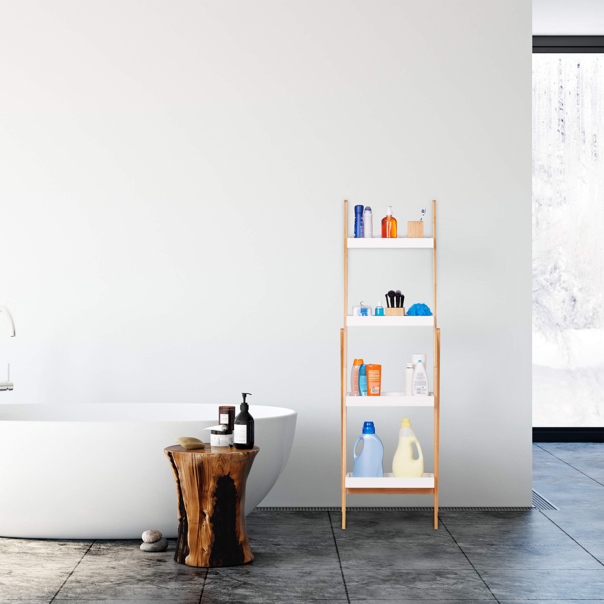 relaxdays-leiterregal-bambus-klappbar-145x45x42-cm-wei-natur-4-f-cher image 2