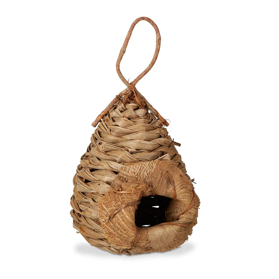 relaxdays-deko-vogelhaus-kokosbl-tter-natur-39-x-23-x-23-cm image 1