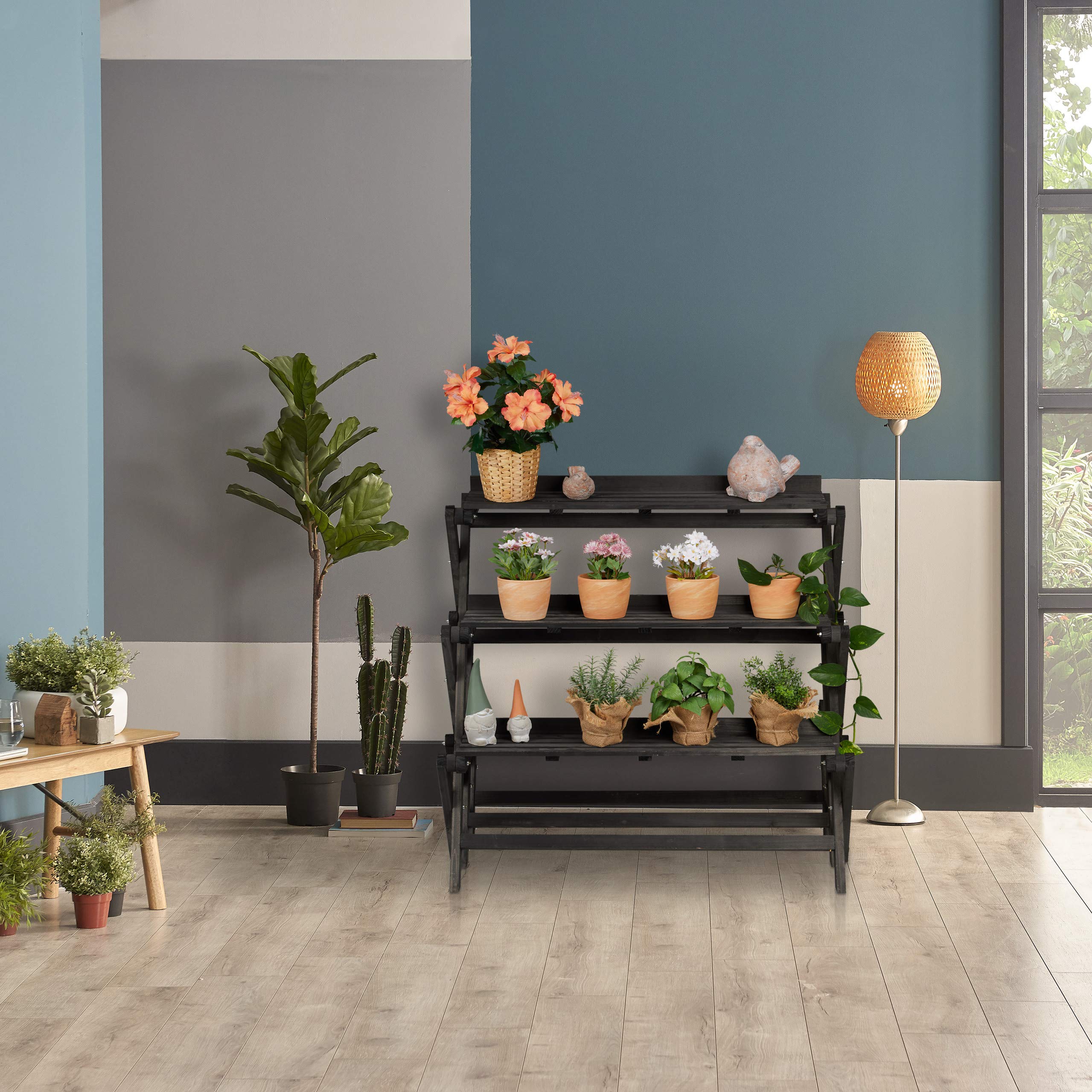 relaxdays-blumentreppe-3-ebenen-holz-85-5-x-90-x-55-cm-schwarz image 2