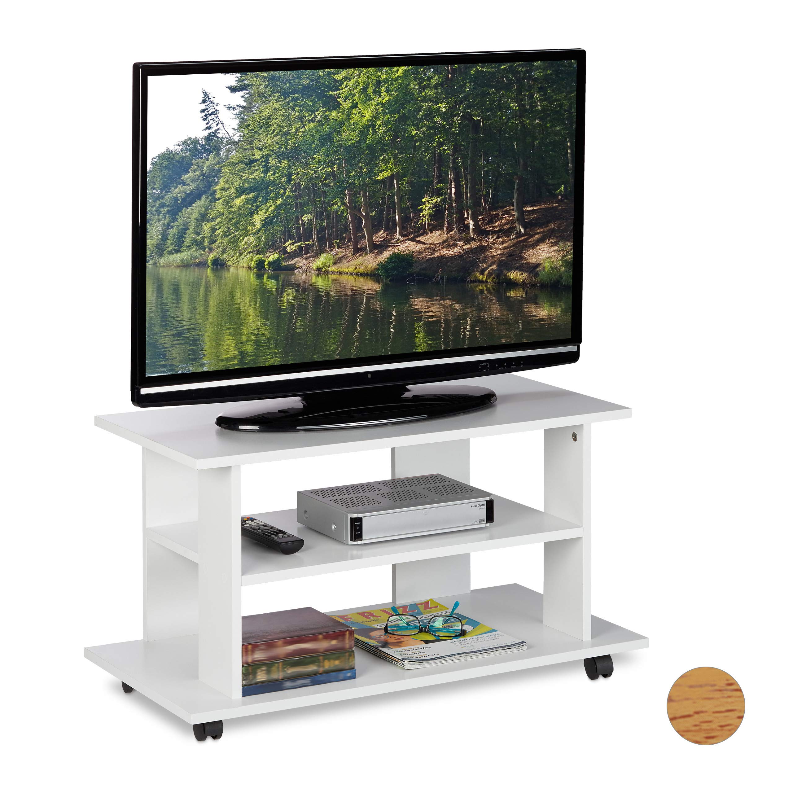 relaxdays-tv-board-mit-rollen-2-f-cher-45-x-80-x-40-cm-natur-holzoptik image 8