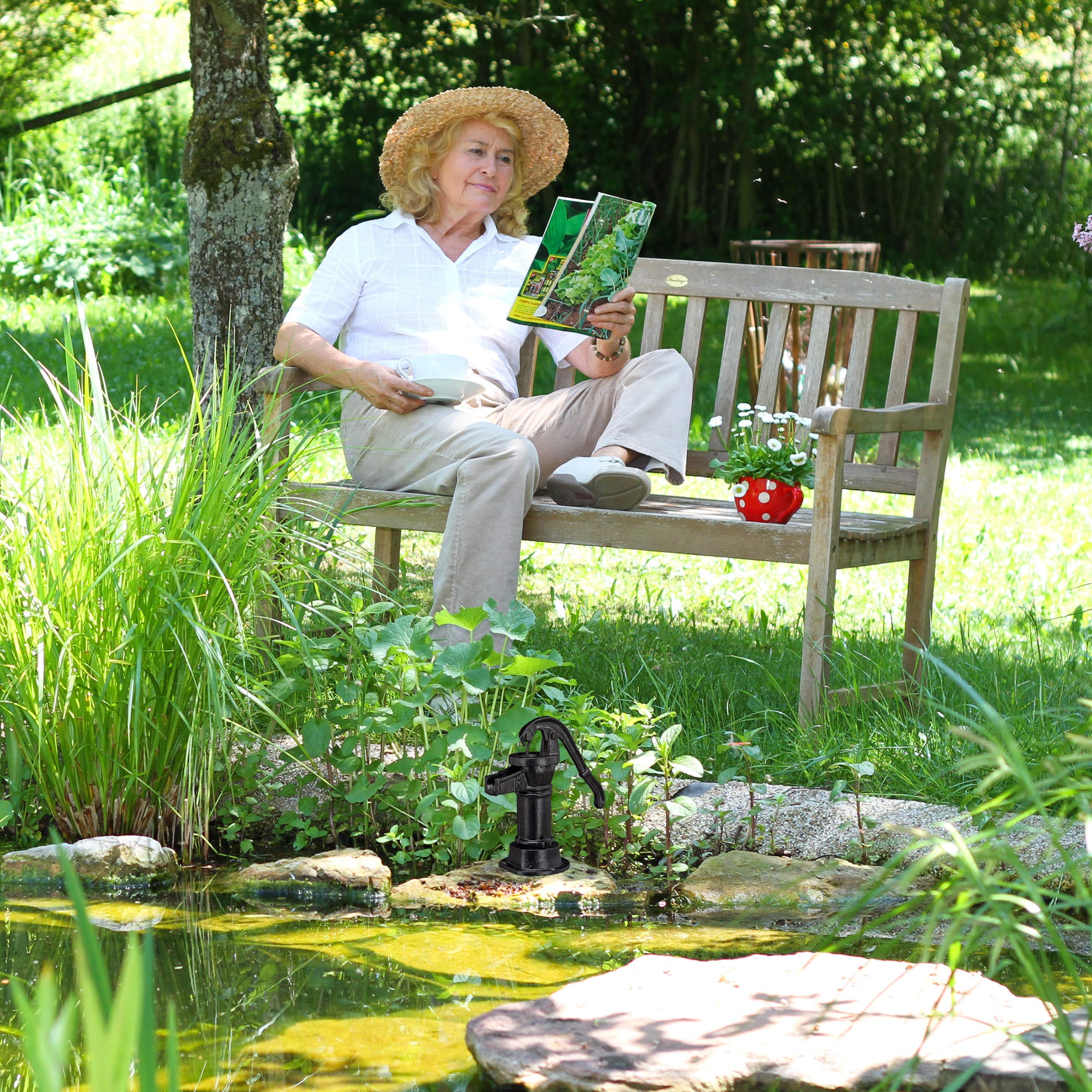 relaxdays-deko-pumpe-mini-schwengelpumpe-gartendeko-gusseisen-schwarz image 3
