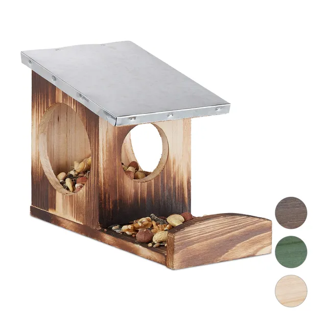 relaxdays-eichh-rnchen-futterhaus-holz-geflammt-braun-mit-metalldach-18-x-12-x-2 image 1