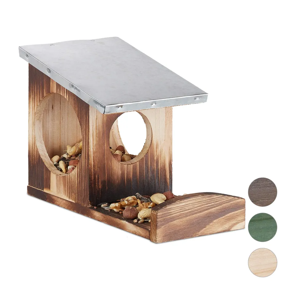 relaxdays-eichh-rnchen-futterhaus-holz-geflammt-braun-mit-metalldach-18-x-12-x-2 image 1