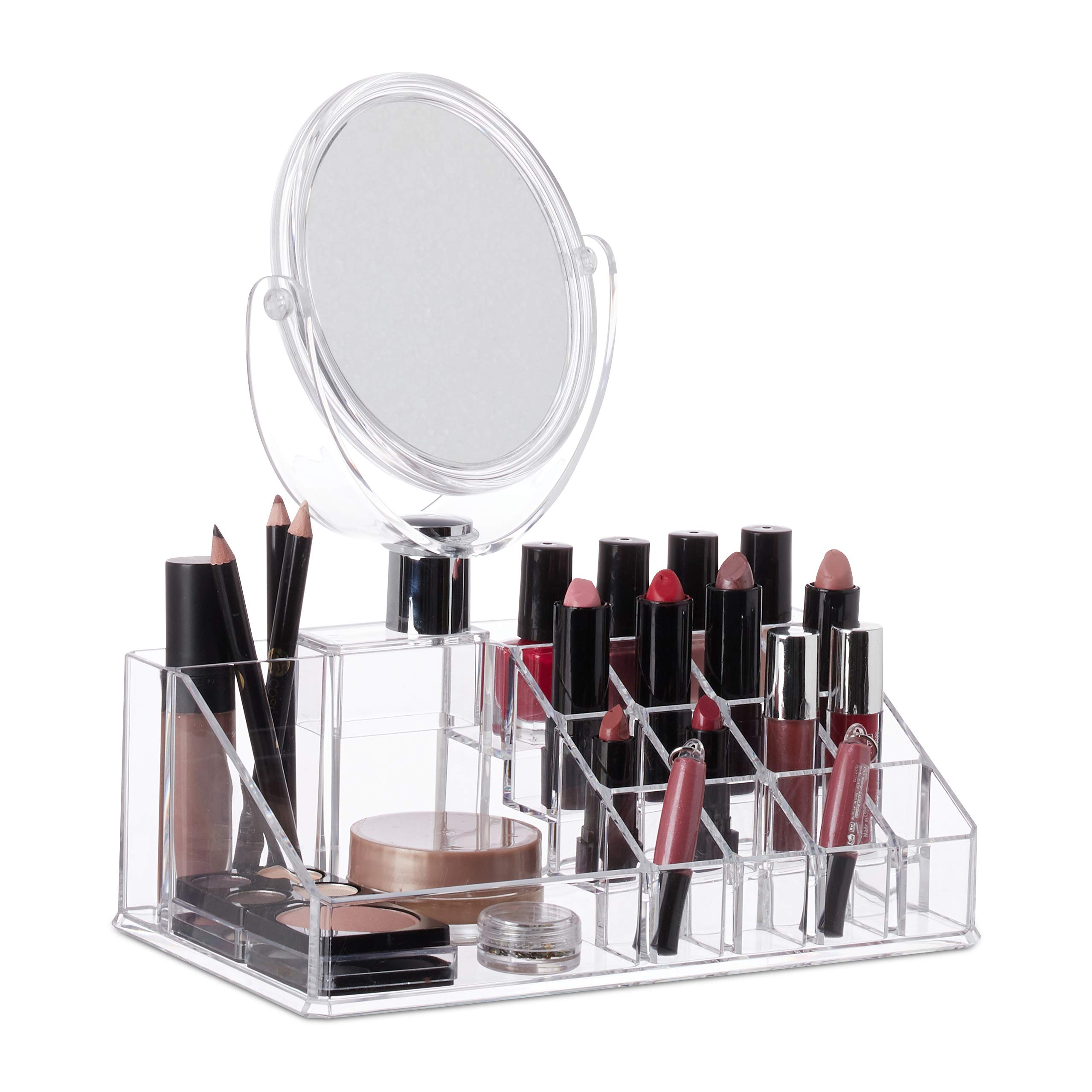relaxdays-make-up-organizer-16-f-cher-mit-spiegel-transparent image 1